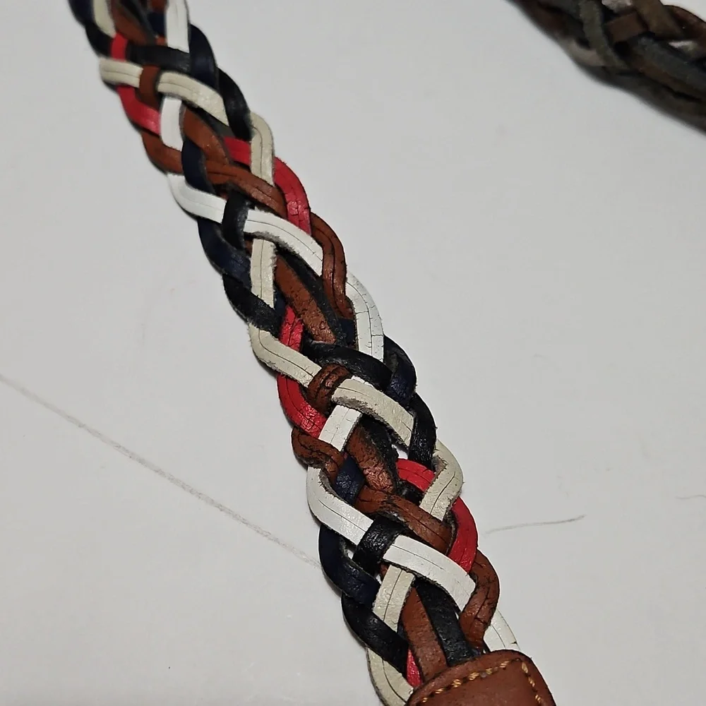 Argentina Capezio Vintage Leather Braided Twist Multi Color Belt Size S/M #1054